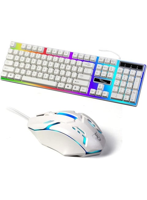 Computer Gaming Keyboard and Mouse Combo Keyboard with Flexible Polychromatic LED Lights Mechanical  Wired USB Working Keyboard Mouse Set for Windows Computer