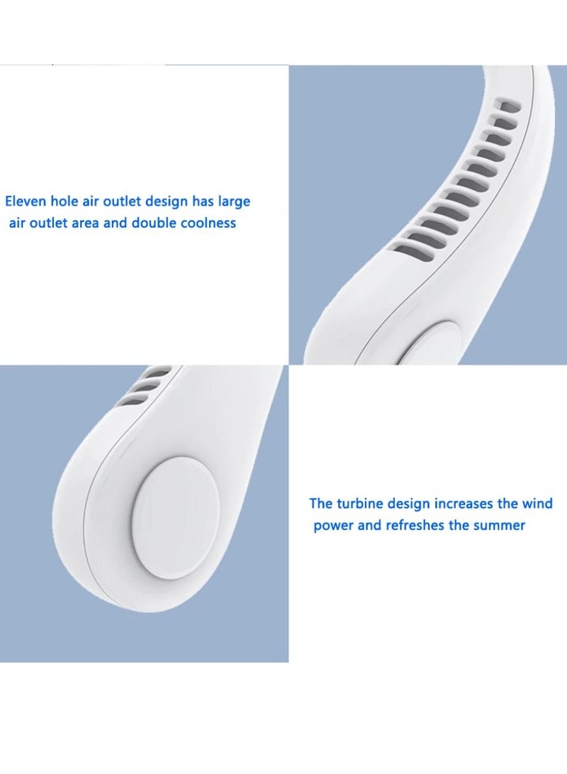 DIGI CORE Portable Fan Adjustable USB Mini Fan Rechargeable Battery Operated Hanging Neck Fan Personal Hand-Free Fan Multipurpose Use With Adjustable Speeds White  - Image 2