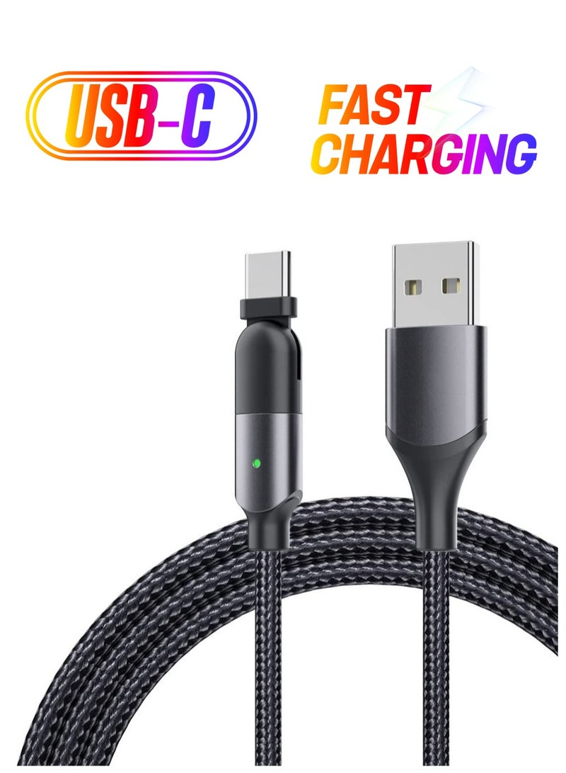 Excefore USB Type-C Charger Cord, 1.2m 180 Degree Rotating Head USB Type-C Nylon Charging and Data Transfer Cord Cable, for Samsung/LG/Moto/LG Phones, for PS5/Xbox X/S Controller/Switch Pro Controller - Image 1
