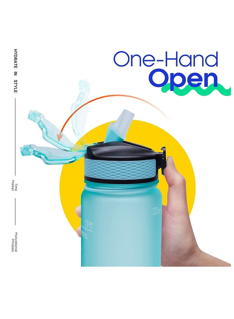 MahMir Water Bottle 1L with Time Marker Straw Strainer Tritan BPA Free for Fitness Gym Outdoor Sports By MahMir Mint Green - Image 3