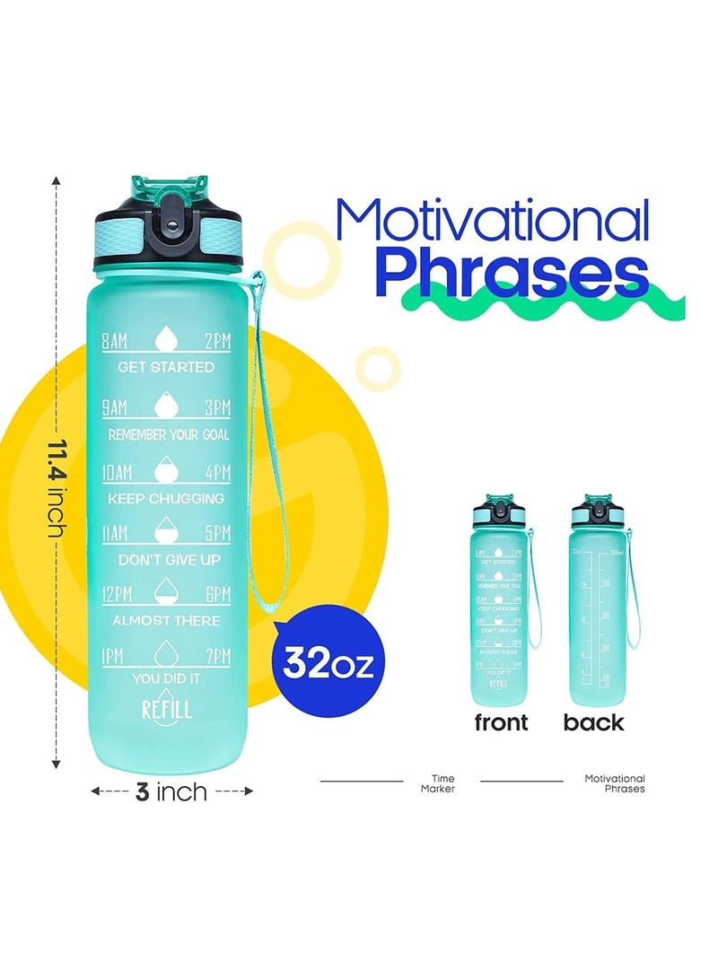 MahMir Water Bottle 1L with Time Marker Straw Strainer Tritan BPA Free for Fitness Gym Outdoor Sports By MahMir Mint Green - Image 5