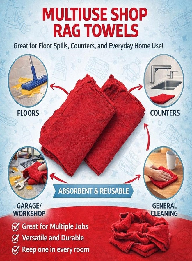 Tribello LIBMAN 100% Cotton Shop Towels - Reusable Cleaning Shop Rags - 13''x17'' (12 Pack Extra Absorbent, Durable, Heavy Duty Utility Cloth Towels for Industrial, Garage, Auto, Tools, Home - Image 3