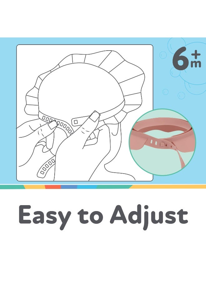 Peachjoy Baby Shower Cap Adjustable Baby Hair Washing Guard Shampoo Hat Bath Shield Visor Hat Eyes and Ears Head Protection Waterproof Soft Silicone Shower Cap for Kids Toddler Pink - Image 4