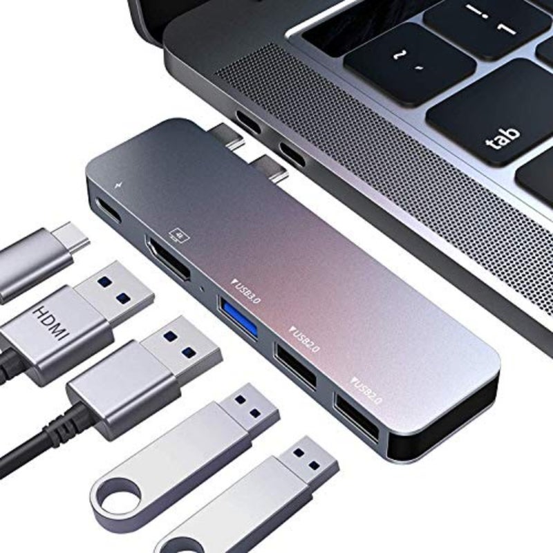 USB C Hub for Mac-book Pro 7-In-1 Type C Hub Adapter with 4K HDMI, USB-C Gen 2 port, 3*USB 3.0 Compatible for Macbook Air 2020/2019/2018 Macbook Pro 2019/2018/2017, Space Grey - Image 5