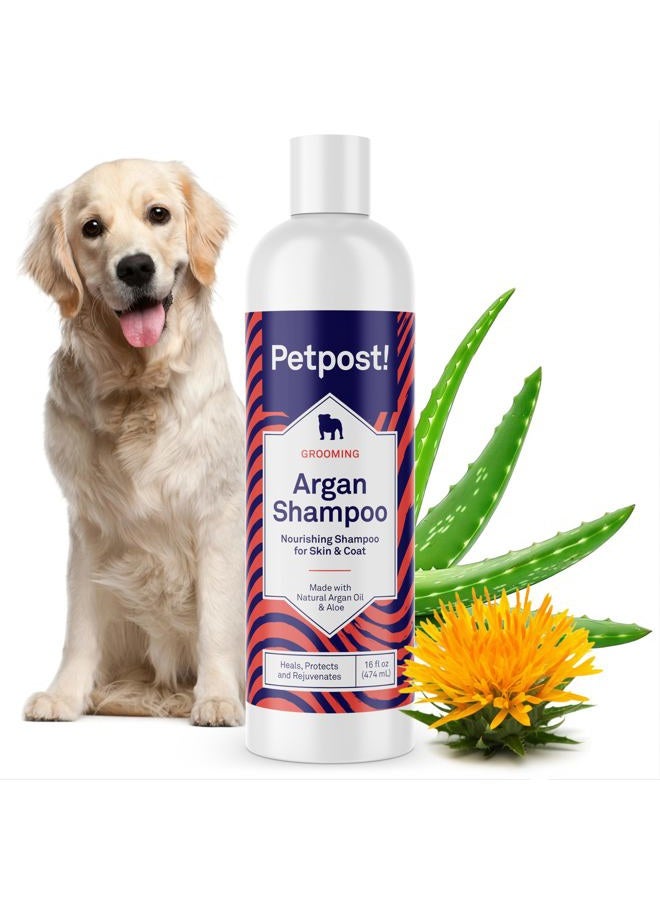 Petpost Argan Shampoo for Dogs - Naturally Heals, Protects, & Rejuvenates Dog Dry Skin & Coat - Argan Oil and Aloe Formula (474 mL) - Image 1