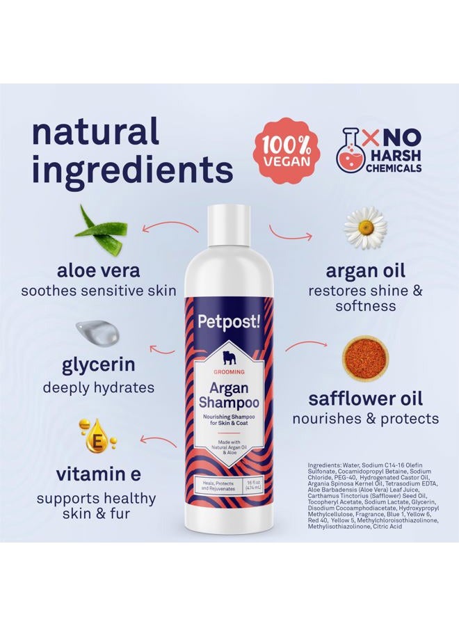 Petpost Argan Shampoo for Dogs - Naturally Heals, Protects, & Rejuvenates Dog Dry Skin & Coat - Argan Oil and Aloe Formula (474 mL) - Image 3