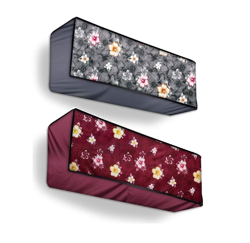 Da Anushi Polyester Split Ac Cover Indoor Unit For 1 Ton Capacity Ac, All Weather Cover/Attractive Digital Prints/Dustproof/Water Resistant Ac Cover (Pack Of 2, Flower) - Image 1