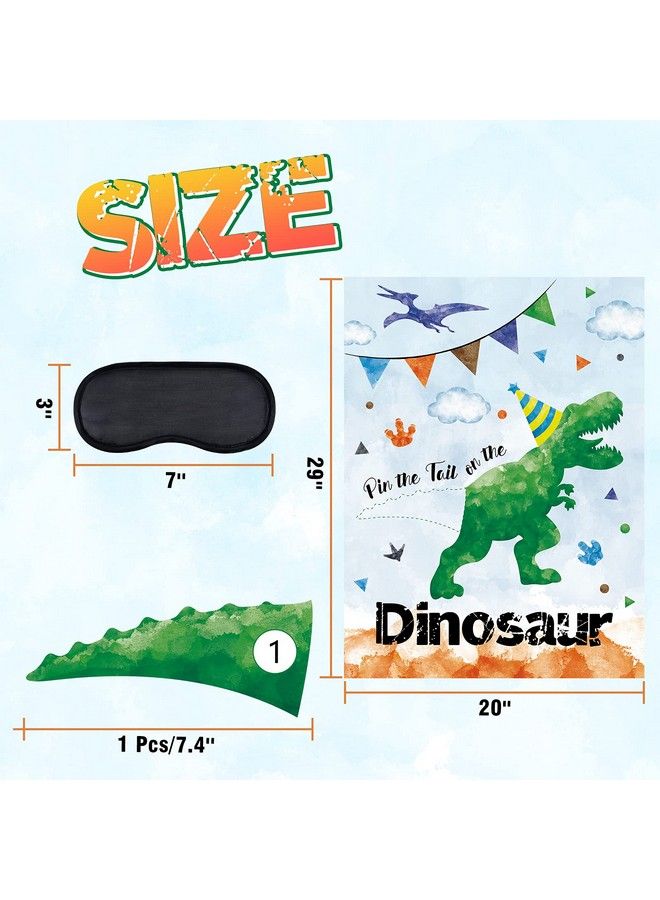 Wernnsai Pin The Tail On The Dinosaur Party Game 20 X 29 Dinosaur Party Games For Kids Boys With 24 Pcs Tails Watercolor Dino Birthday Party Supplies For Wall Home Room Decorations - Image 3