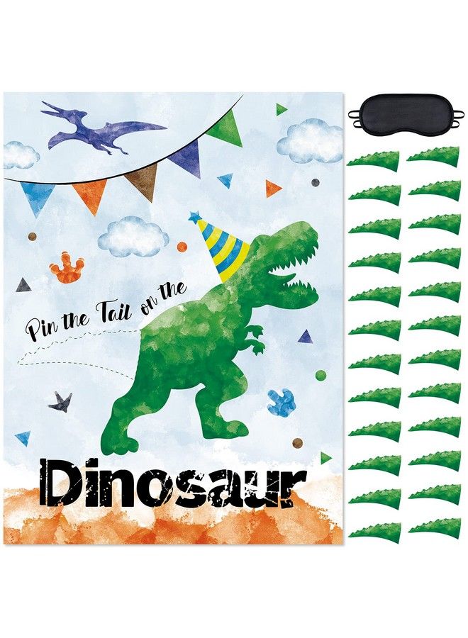 Wernnsai Pin The Tail On The Dinosaur Party Game 20 X 29 Dinosaur Party Games For Kids Boys With 24 Pcs Tails Watercolor Dino Birthday Party Supplies For Wall Home Room Decorations - Image 2