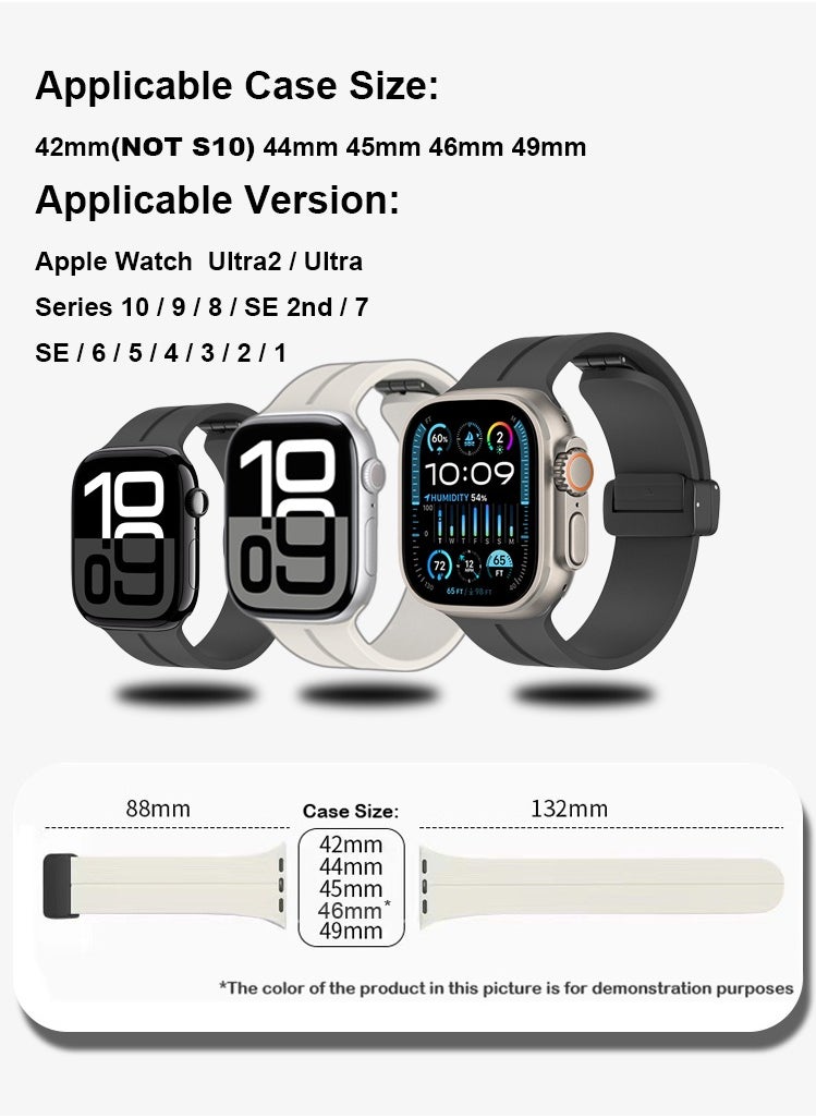 Soft Silicone Sport Watch Band with Magnetic Buckle Fits Apple Watch Ultra 2/Ultra Series 9/8/SE 2nd Gen/7/SE/6/5/4/3/2/1 Compatible with 42/44/45/49mm Case Sizes Also Compatible with Series 10 with 46mm Case Size - pzsku/Z328452FC5F394F227445Z/45/_/1730779844/8a426a7d-213f-480d-a10e-2019caf8efc9