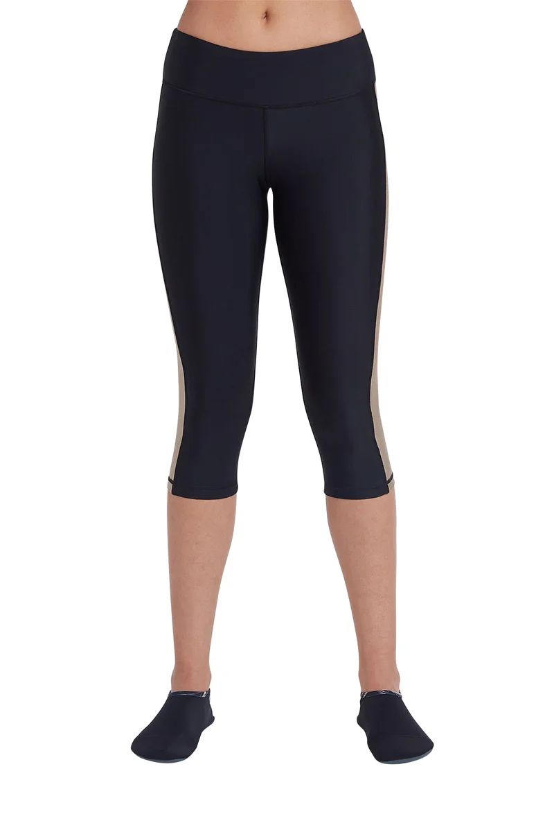 COEGA SUNWEAR COEGA Ladies  Swim Tights 3/4 Length - Nero Golden Swirls