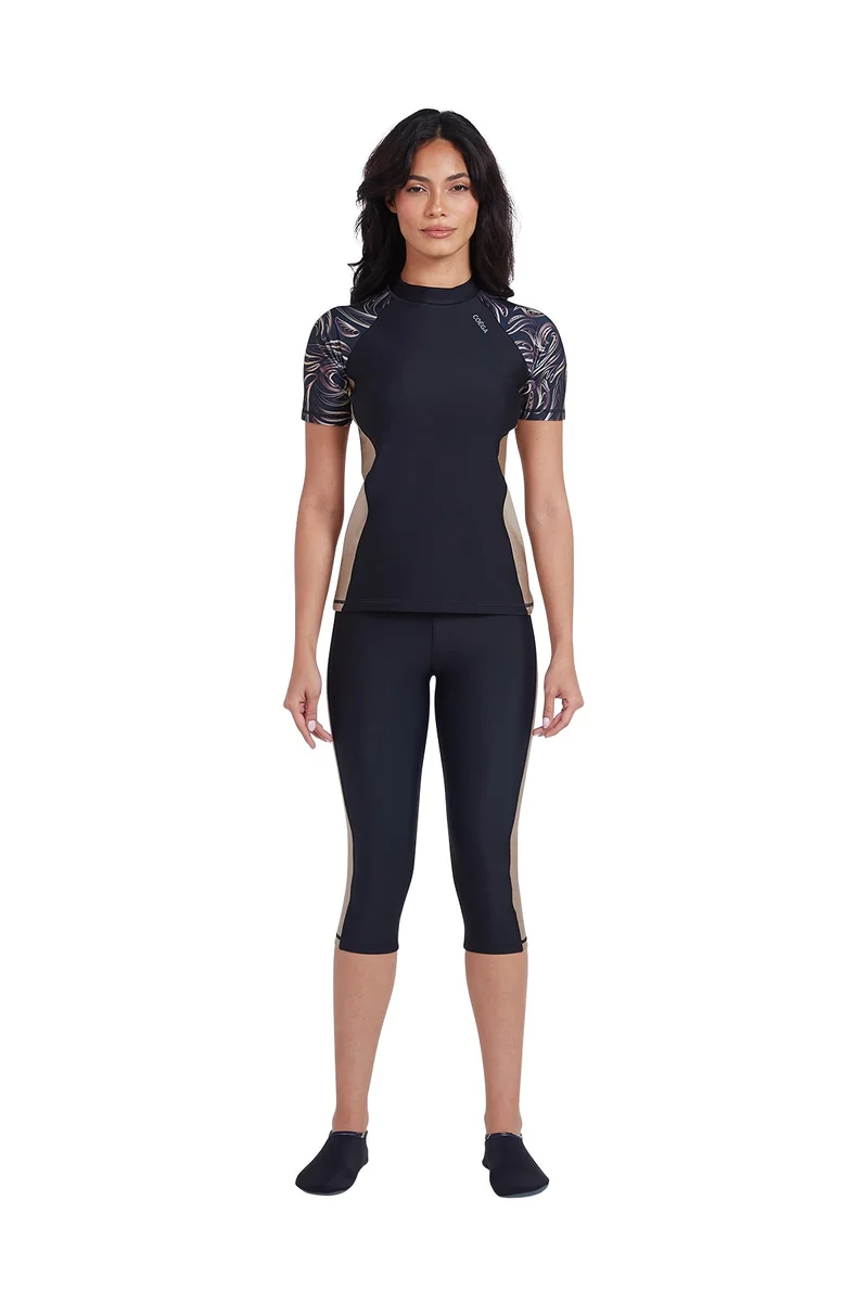 COEGA SUNWEAR  COEGA Ladies  Swim Tights 3/4 Length - Nero Golden Swirls for Women | Best Price UAE