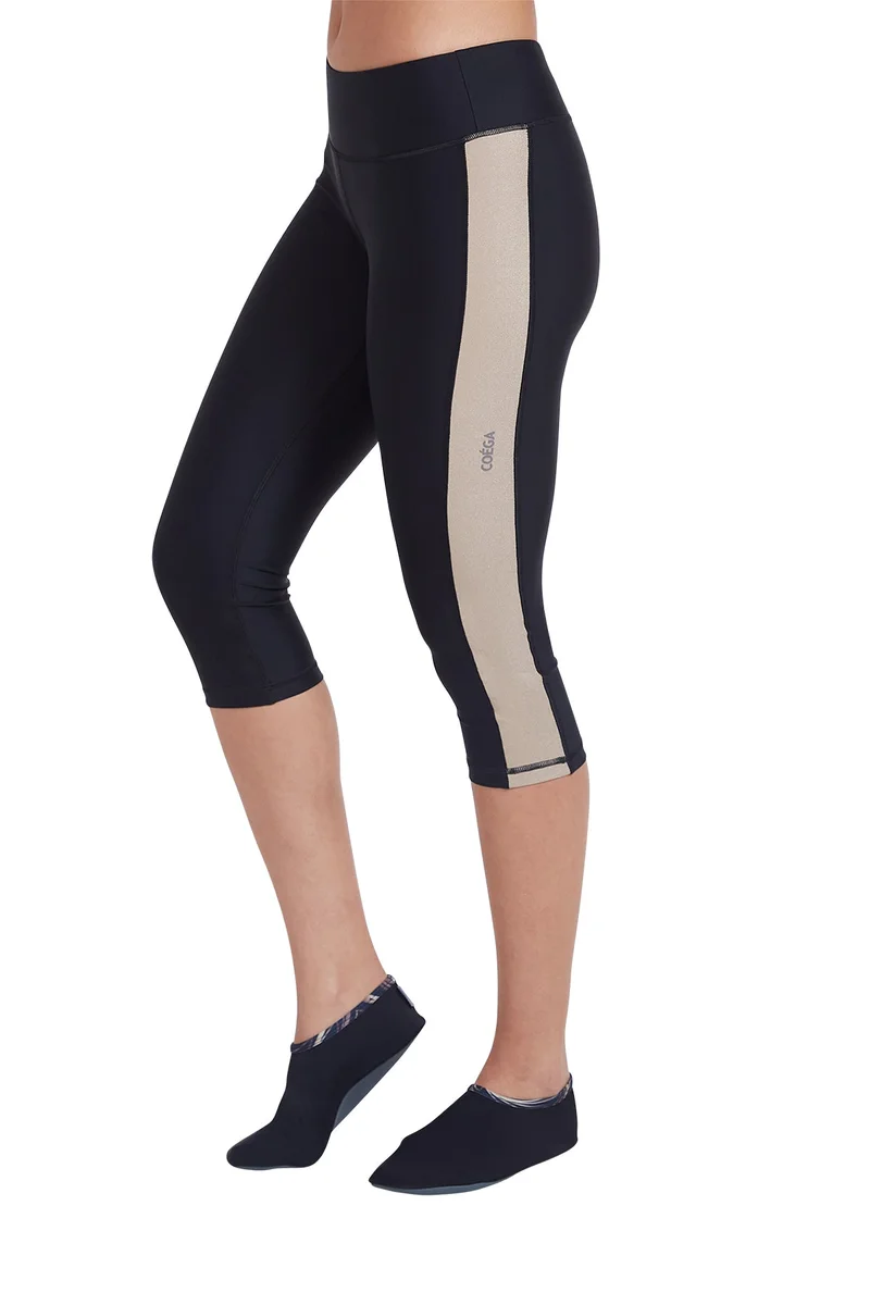 COEGA SUNWEAR  COEGA Ladies  Swim Tights 3/4 Length - Nero Golden Swirls for Women | Best Price UAE
