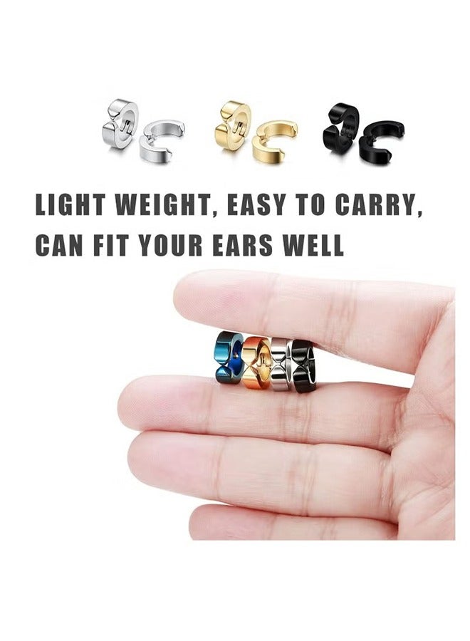 8 Pcs Non-Piercing Earrings Ear Clip Fake Ear Hoops for Men and Women Stainless Steel 4 Colors Men Magnet Ear Stud Non Piercing Clip Ms Earrings Ear studs simple false earrings ear clips  - Image 5