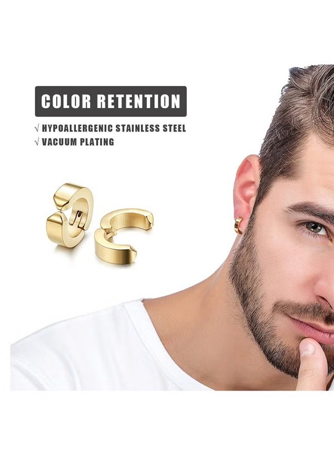 8 Pcs Non-Piercing Earrings Ear Clip Fake Ear Hoops for Men and Women Stainless Steel 4 Colors Men Magnet Ear Stud Non Piercing Clip Ms Earrings Ear studs simple false earrings ear clips  - Image 3