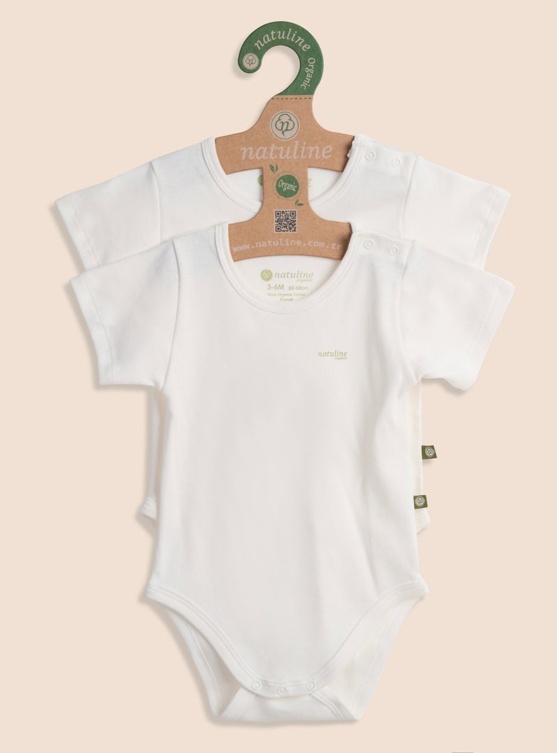 Natuline Baby Body Organic Cotton Short Sleeve Basic Nature Bodysuit 2 Pack - Image 1