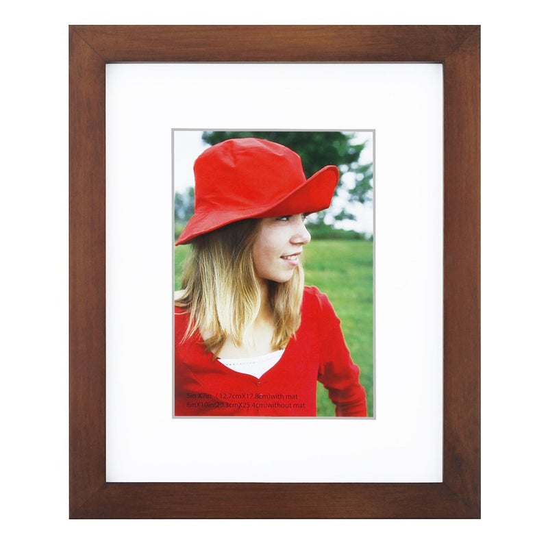 RPJC RPJC 8x10 inch Pictures Frame Made of Solid Wood and High Definition Glass Display Pictures 5x7 with Mat or 8x10 Without Mat for Wall Mounting Photo Frame Brown - Image 1
