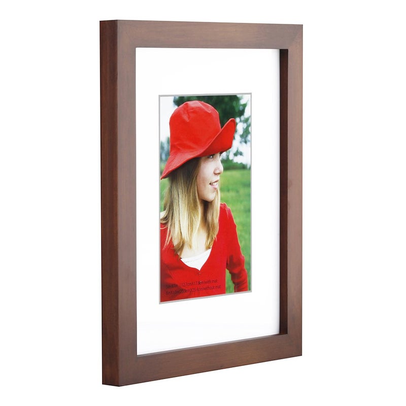 RPJC RPJC 8x10 inch Pictures Frame Made of Solid Wood and High Definition Glass Display Pictures 5x7 with Mat or 8x10 Without Mat for Wall Mounting Photo Frame Brown - Image 2