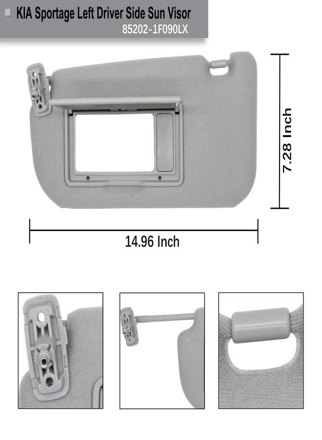 NHILES Driver Left Side Sun Visor Replacement Fits for KIA Sportage 2005-2010 Sunshade Without Light 85202-1F090LX Color Gray - Image 3