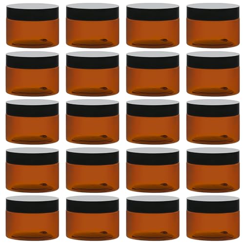 TUZAZO 4 Oz Amber Plastic Cosmetic Jars Leak Proof Small Container with lids for Cream Lotion Powder Ointments Beauty Products 24 Pcs - Image 2