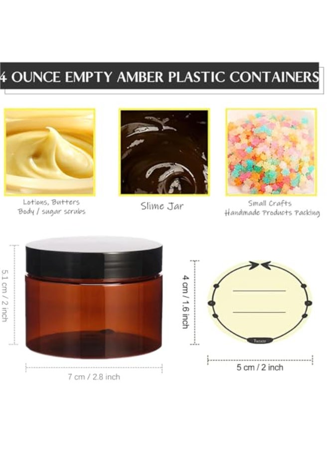 TUZAZO 4 Oz Amber Plastic Cosmetic Jars Leak Proof Small Container with lids for Cream Lotion Powder Ointments Beauty Products 24 Pcs - Image 4