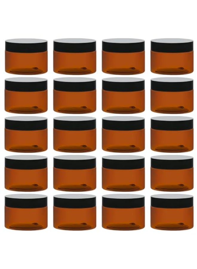 TUZAZO 4 Oz Amber Plastic Cosmetic Jars Leak Proof Small Container with lids for Cream Lotion Powder Ointments Beauty Products 24 Pcs - Image 1