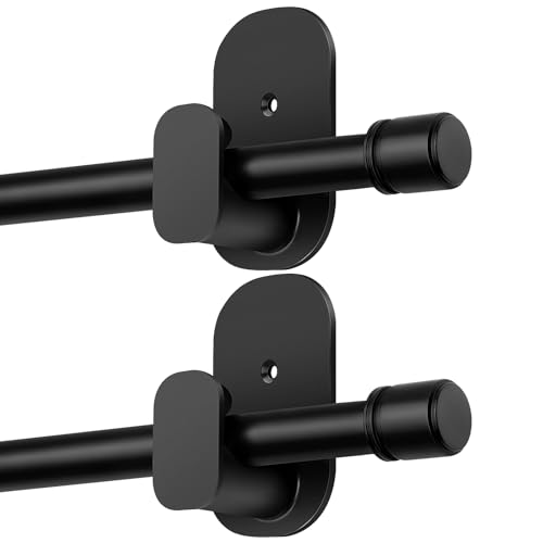HOTOZON Curtain Rods No Drilling 2 Pack 32 to 86 Inch, HOTOZON 5/8 Inches No Drill Curtain Rods for Windows 55 to 82 Inches(4.5-6.8 ft), Renter Friendly Drapery Rod for Lightweight Curtains, Black - Image 1