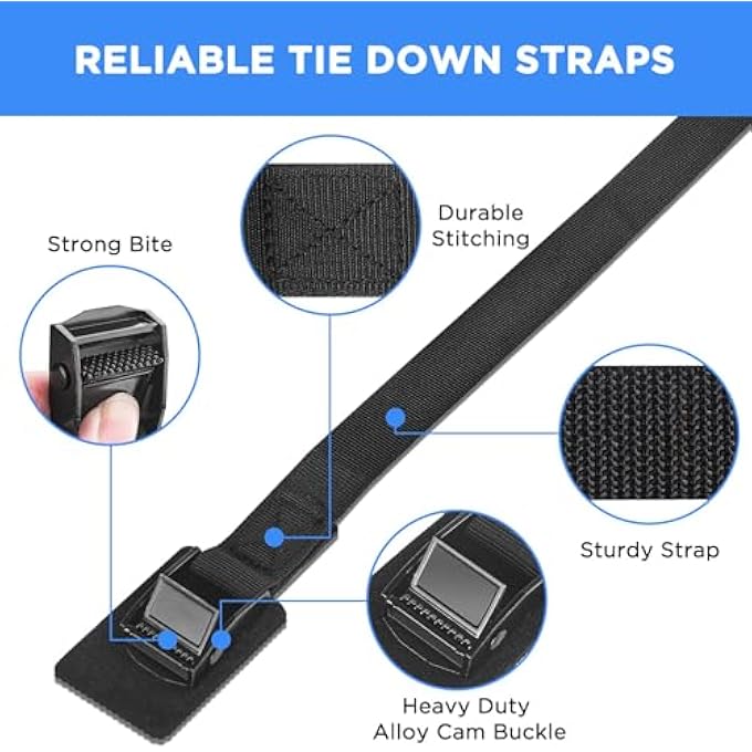 2 PCS LASHING STRAPS WITH RATCHET & CAM BUCKLES, HEAVY DUTY TIE DOWN STRAP WITH ANTI-SCRATCH FOAM PAD, ADJUSTABLE CAR ROOF RACK STRAPS FOR LUGGAGE, CARGO, MOTORCYCLE, BIKE, TRUCKS (2.5M X 25MM) - Image 3