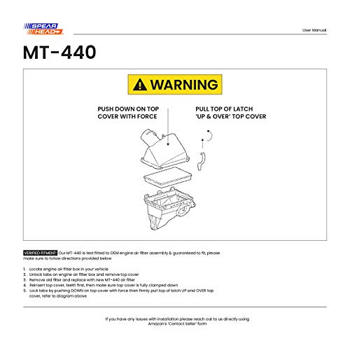 Spearhead MPG Defense Max Thrust Engine Air Filter For All Mileage Vehicles, Fits Like OEM, Restores MPG & Acceleration (MT-440) - Image 2