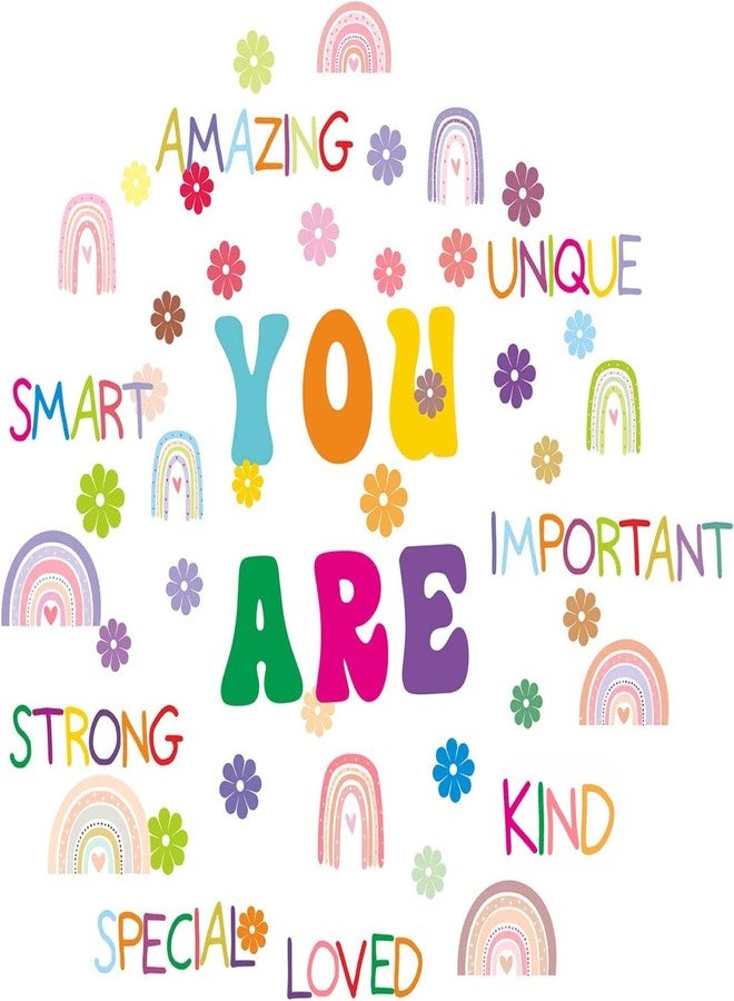 Easma Colorful Inspirational Wall Decals You Are Quote Wall Stickers Small Flower Rainbows Wall Decals Motivational Phrases Wall Stickers Peel and Stick for Girls Living Room Nursery Playroom Bedroom - Image 5
