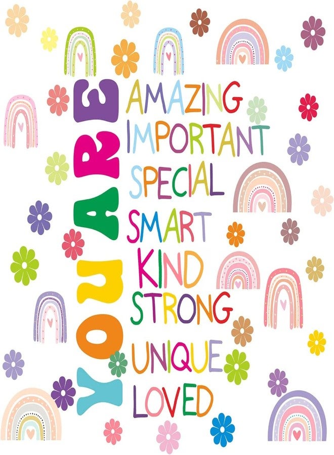 Easma Colorful Inspirational Wall Decals You Are Quote Wall Stickers Small Flower Rainbows Wall Decals Motivational Phrases Wall Stickers Peel and Stick for Girls Living Room Nursery Playroom Bedroom - Image 1