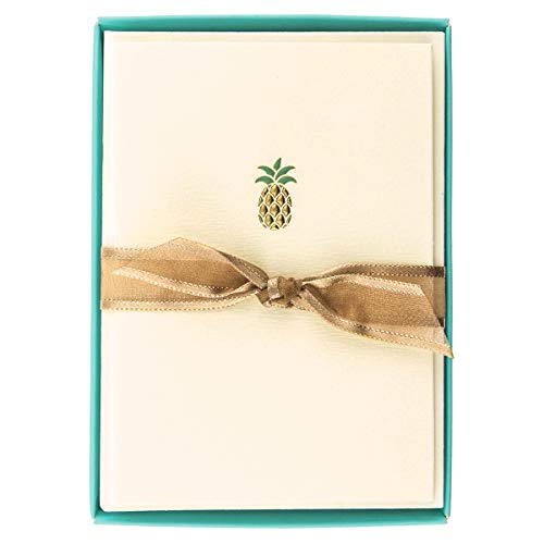 Graphique Pineapple La Petite Presse Boxed Notecards - 10 Embellished Gold Foil Pineapple Blank Cards with Matching Envelopes, 3.25" x 4.75" - Image 1
