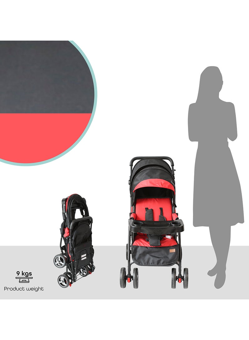 Moon Magnum Tandem Easy Fold Twin Travel Stroller – Compact And Lightweight, Suitable 0m+, Up to 15kg per Seat – Fire Red - Image 5
