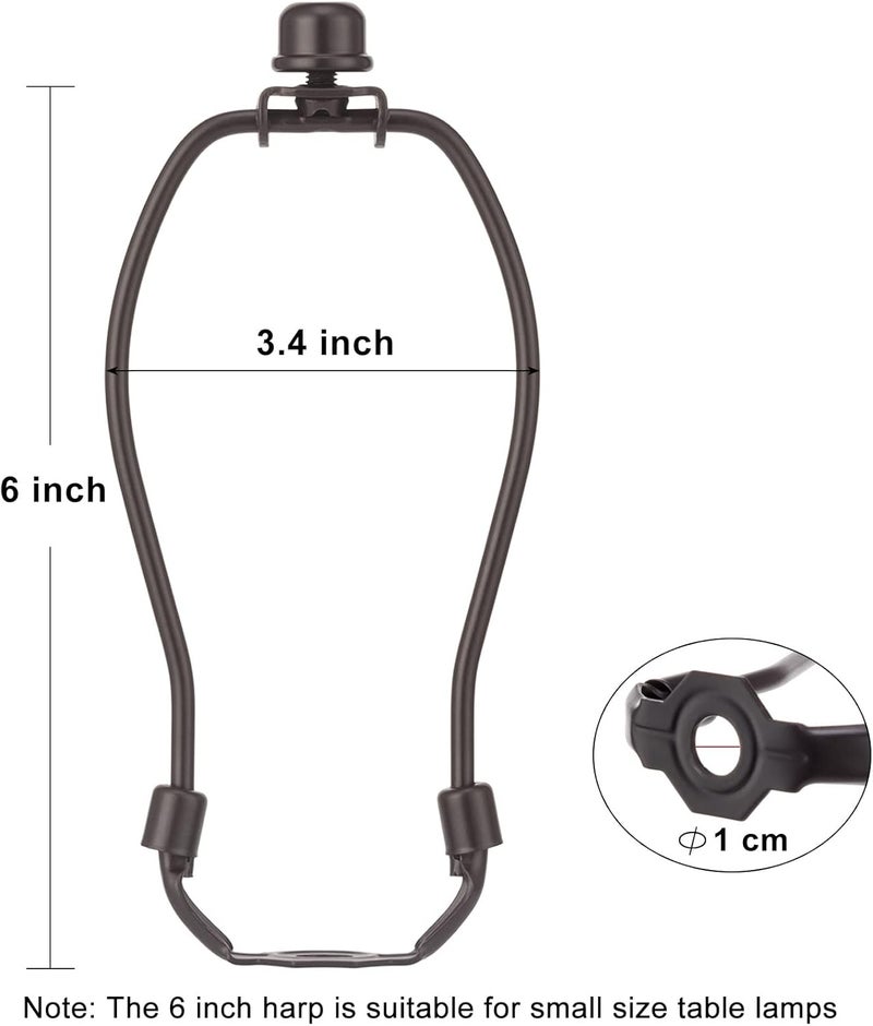 Qc 6 inch Lamp Shade Holder, Lamp Harp Includes Standard Saddle Base and Solid Metal Lamp Finial, Detachable Heavy Duty Lampshade Bracket for Table and Floor Lamps (Bronze) - Image 3