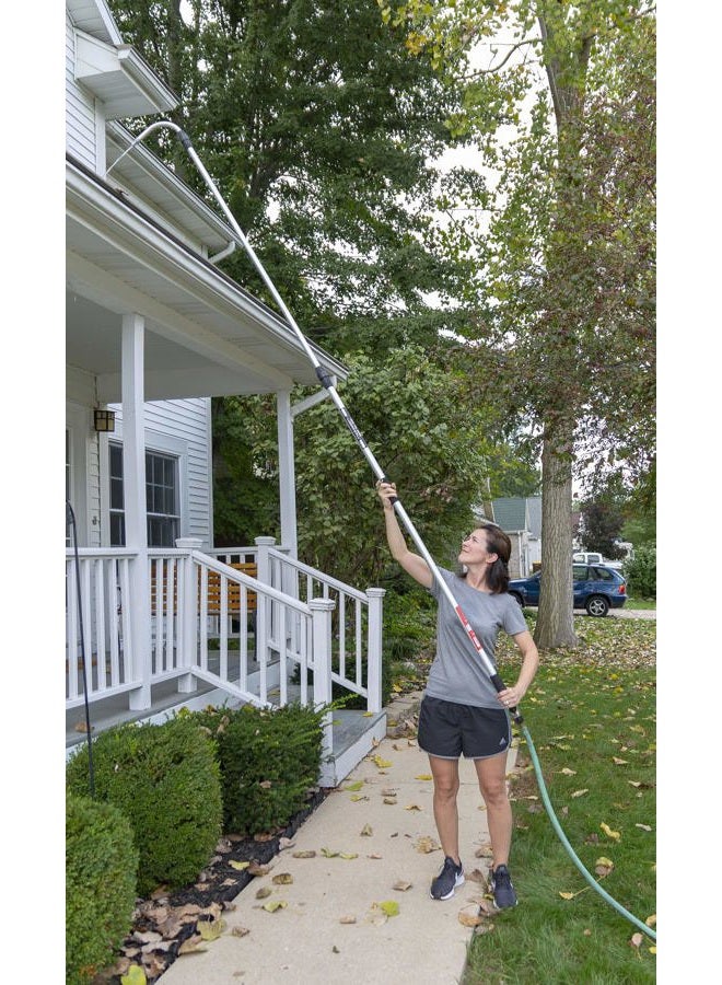 GUTTER MASTER Pro Telescopic Water Fed Pole with Curved End, Connects to Most Garden Hoses, No Special Attachments Needed, Extends 16 Feet - Image 3