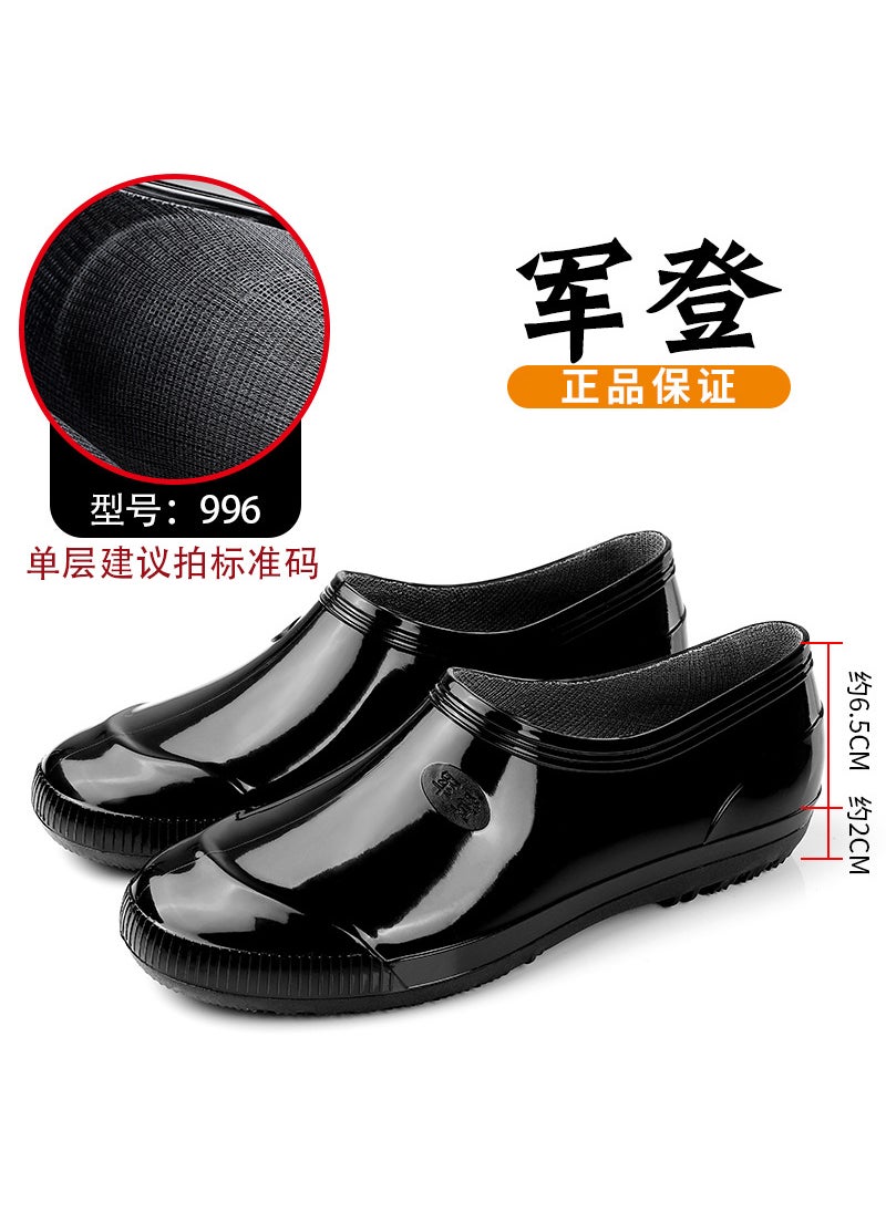 Generic - New Mens Low-Cut Rain Shoes Waterproof Anti-Slip 996 black (no cotton added) - Image 1
