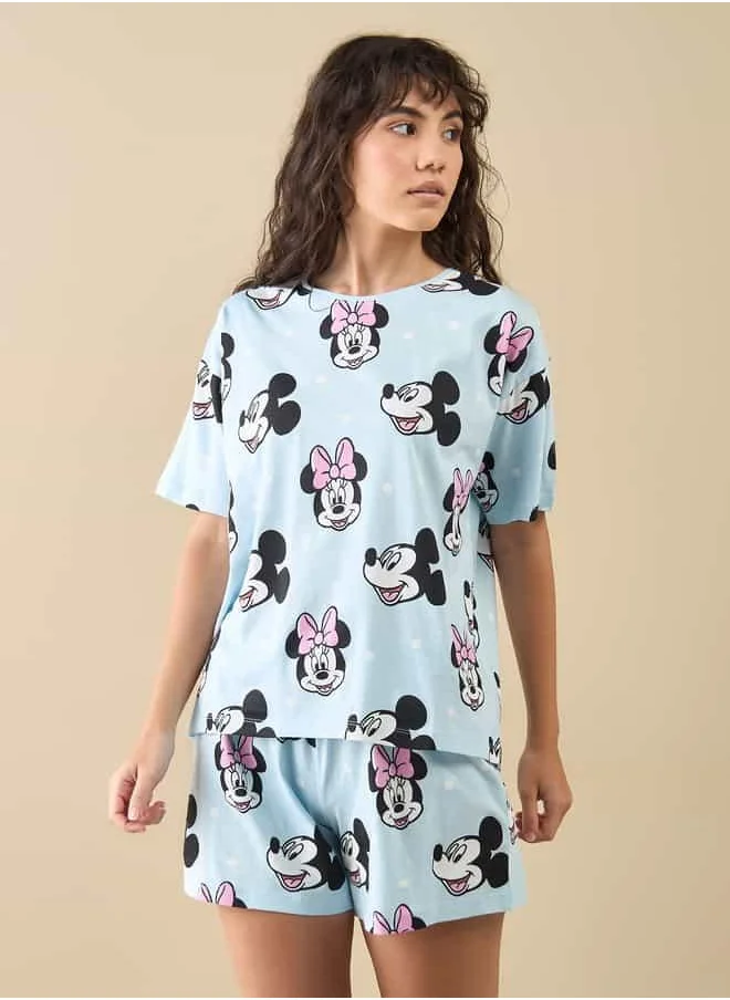 فاف Mickey and Minnie Print T-shirt and Shorts Set