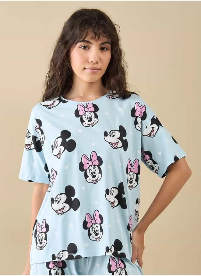 فاف Mickey and Minnie Print T-shirt and Shorts Set