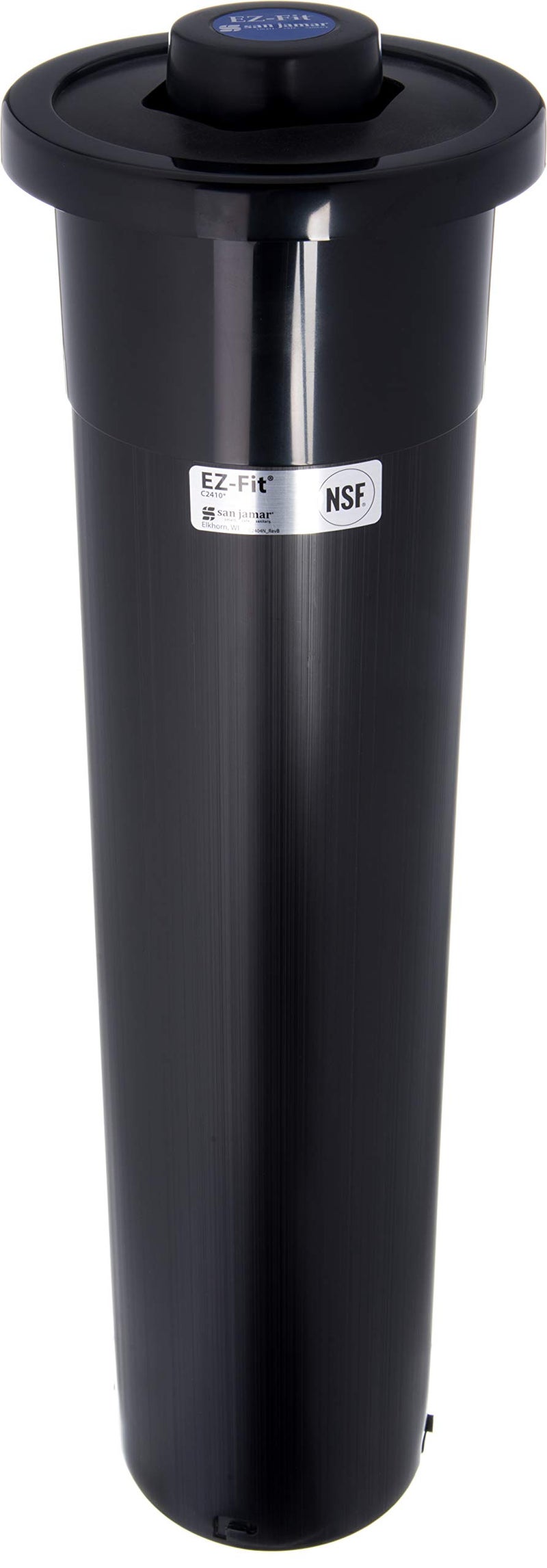 San Jamar One-Size-Fits-All Ez-Fit In-Counter Cup Dispenser Fits 8-46 Oz Cups with Interchangeable Gaskets for Restaurants, Dining Halls, and Fast Food, Plastic, 23.25 Inches, Black - Image 1