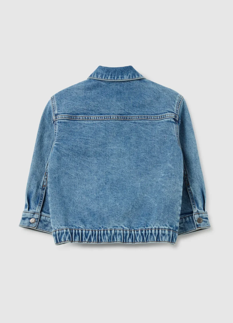او في اس CHILDREN'S BLUE DENIM JACKET WITH CARGO POCKETS