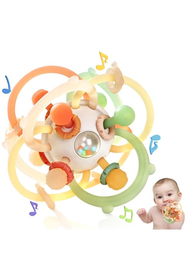 Baby Sensory Teething Teether Toys, Infant Montessori Toys, Silicone Baby Rattle Balls Toys, Baby Chew Toys for 3-6-12-18 Months Sucking Needs, Teethers Relief, BPA Free  - Image 1