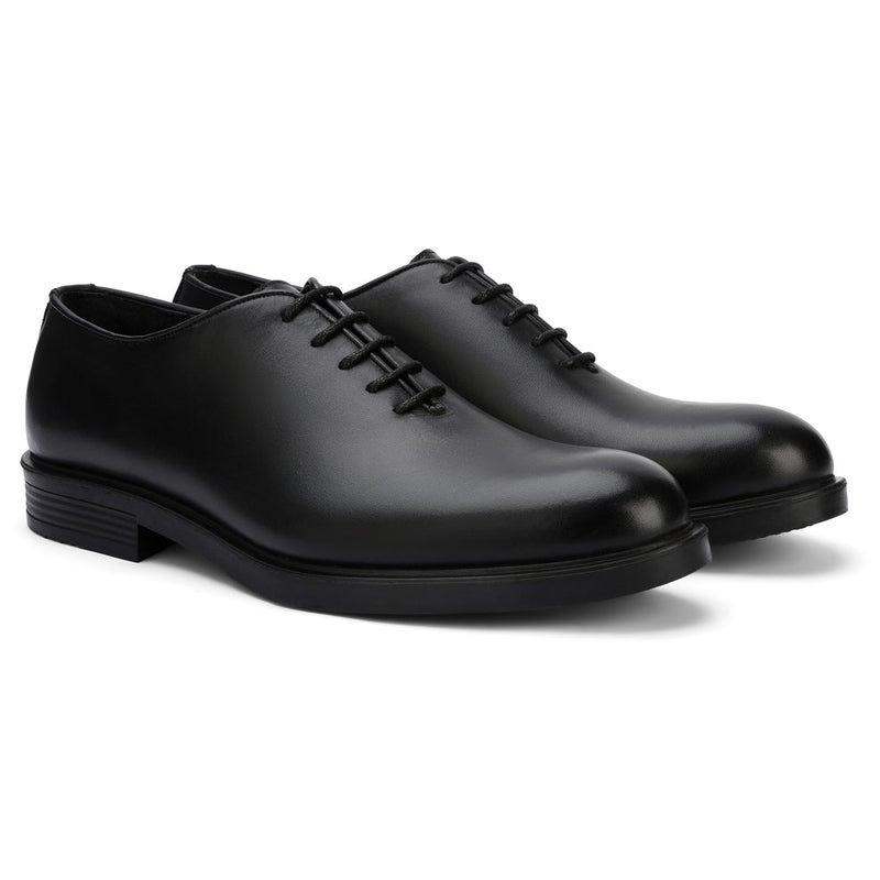Brio Oxford Whole Cut Shoes- BLACK