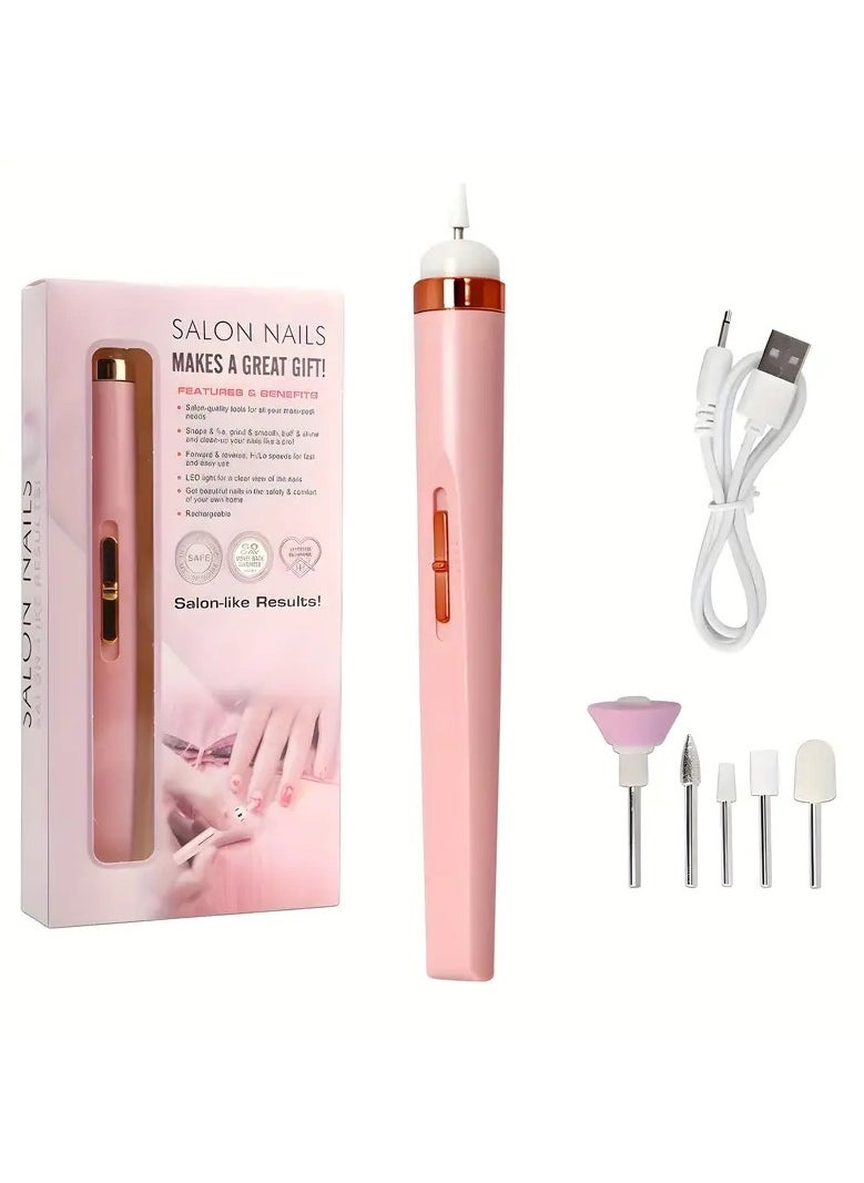 LANGMANNI - 1pc Professional Electric Nail Drill Machine Kit, USB Rechargeable Lithium Battery, Unscented Gel Nail Art Tool for Home Salon, Manicure Pedicure Polishing Equipment - Image 1
