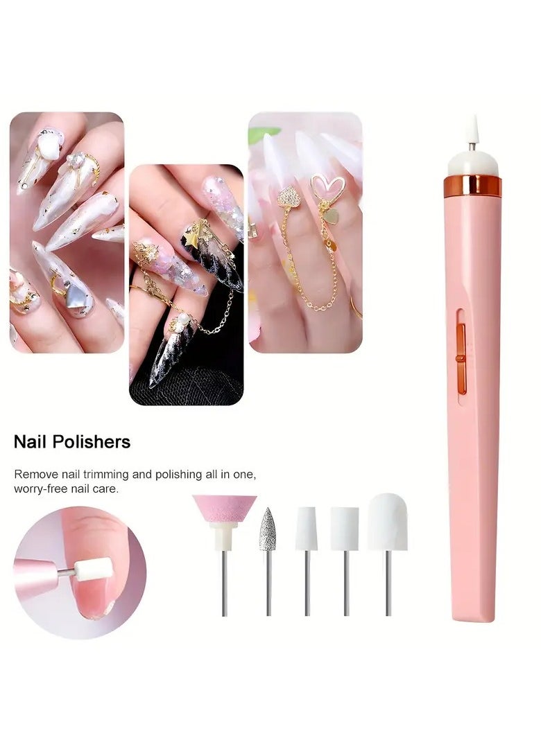 LANGMANNI - 1pc Professional Electric Nail Drill Machine Kit, USB Rechargeable Lithium Battery, Unscented Gel Nail Art Tool for Home Salon, Manicure Pedicure Polishing Equipment - Image 1