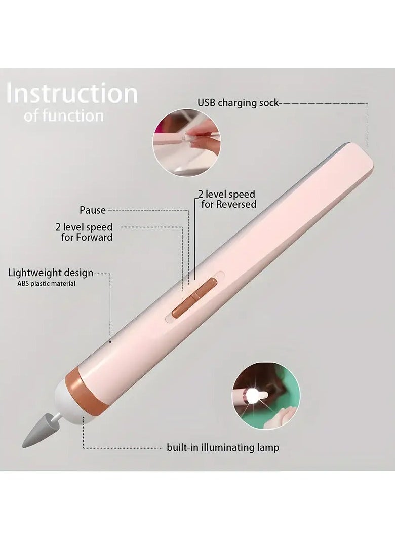 LANGMANNI - 1pc Professional Electric Nail Drill Machine Kit, USB Rechargeable Lithium Battery, Unscented Gel Nail Art Tool for Home Salon, Manicure Pedicure Polishing Equipment - Image 1