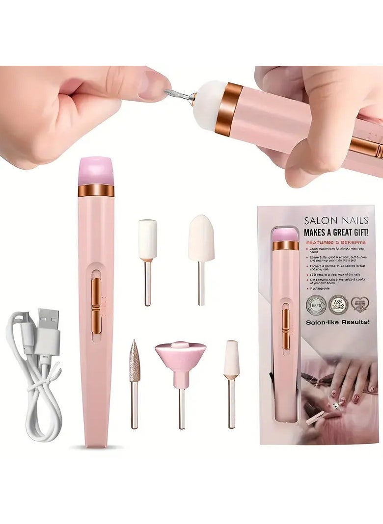 LANGMANNI - 1pc Professional Electric Nail Drill Machine Kit, USB Rechargeable Lithium Battery, Unscented Gel Nail Art Tool for Home Salon, Manicure Pedicure Polishing Equipment - Image 1