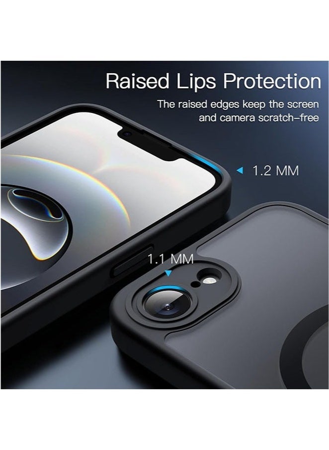 iPhone 16e Case， Magnetic Case for iPhone 16e 6.1-Inch 2025 Compatible with MagSafe, Translucent Matte Back Slim Shockproof Phone Cover (Black) - Image 3
