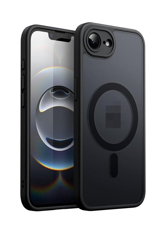 iPhone 16e Case， Magnetic Case for iPhone 16e 6.1-Inch 2025 Compatible with MagSafe, Translucent Matte Back Slim Shockproof Phone Cover (Black) - Image 1