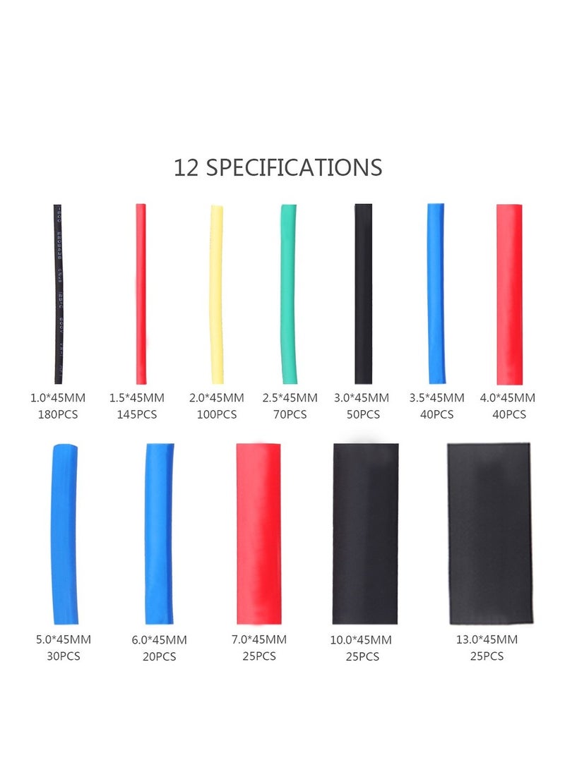 750 Pcs Heat Shrink Tubing, Electrical Wire Cable Tubing Set Shrink Ratio 2 : 1, Sleeving Wrap Wire Cable Kit for DIY (5 Colors/12 Sizes) - Image 2