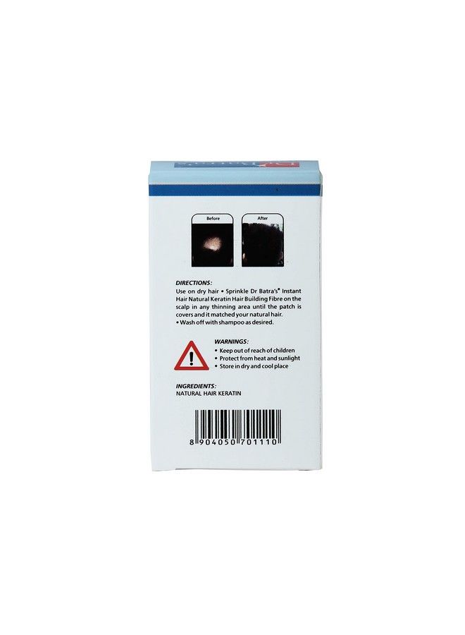 Dr Batra's Instant Hair Natural Keratin Hair Building Fibre Hair Touch Up Dark Brown Hair Thickener Sweat Resistant Concealing Patches Natural Look Dark Brown (12G Pack Of 2) - Image 3